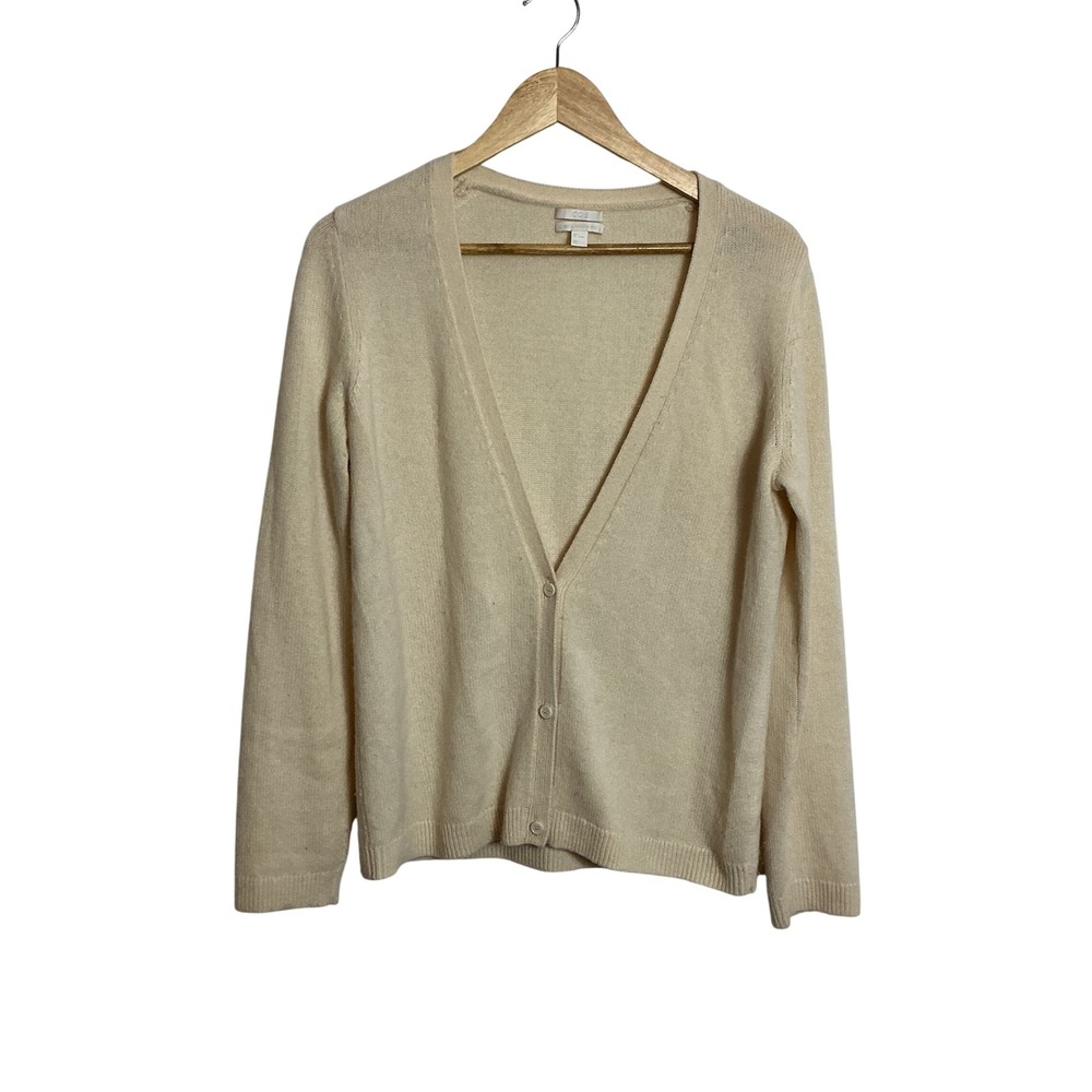 COS Small 100% Cashmere Cream V-neck Button Front Cardigan Quiet Luxury